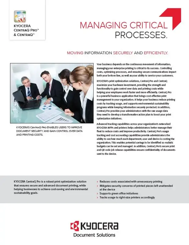 Kyocera, Software, Cost Control, Security Centraq Pro, Mega Business Systems