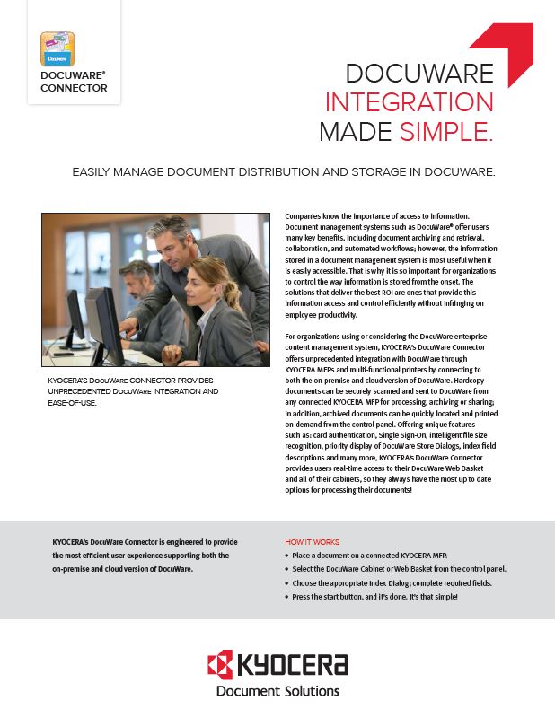 Kyocera, Software, Document Management, Docuware Connector, Mega Business Systems